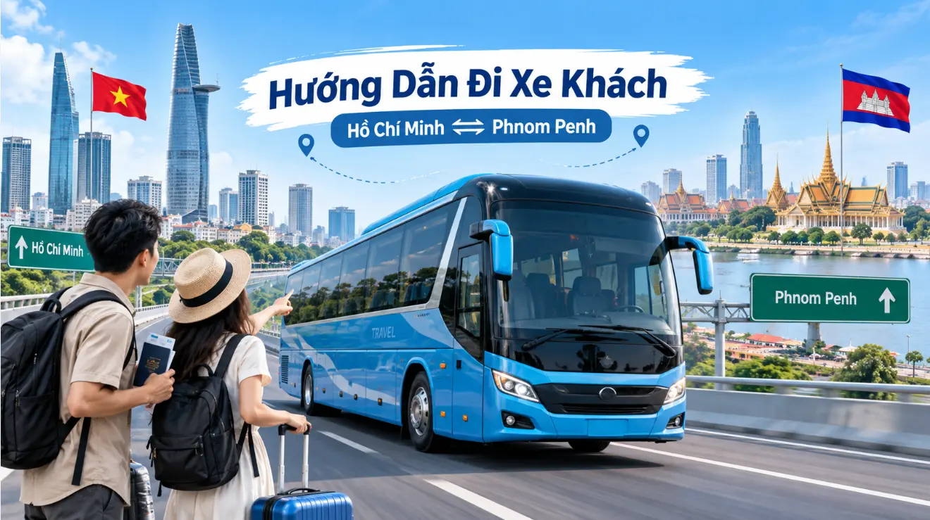 Hướng Dẫn Đi Xe Khách Hồ Chí Minh Đi Phnom Penh chi tiết cho người đi lần đầu. Xem giấy tờ, thủ tục cửa khẩu, kinh nghiệm và liên hệ đặt xe ngay!