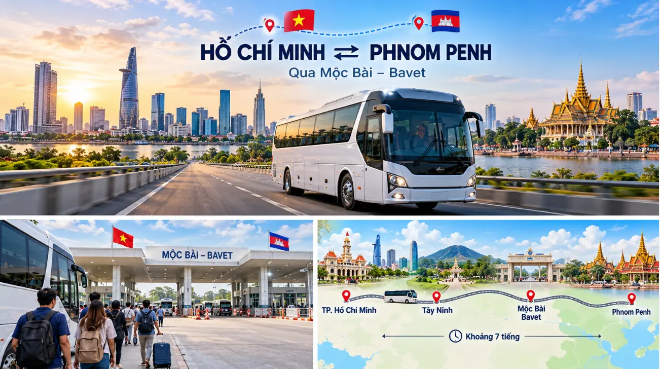 Lộ trình xe khách Hồ Chí Minh đi Phnom Penh qua Mộc Bài