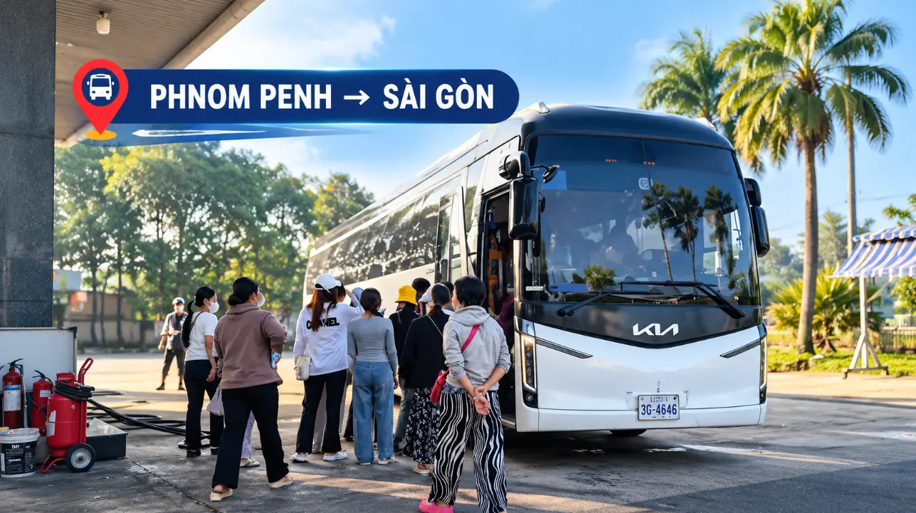 Xe khách Phnom Penh về Sài Gòn: Cách đặt chuyến